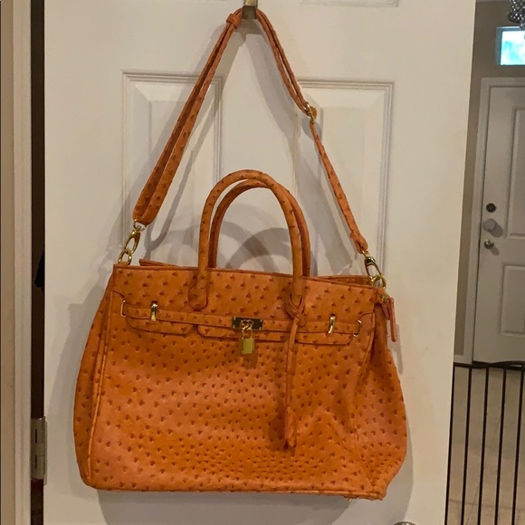EUC Large Crocodile Print Orange Tote/Cross Body. - Picture 3 of 7